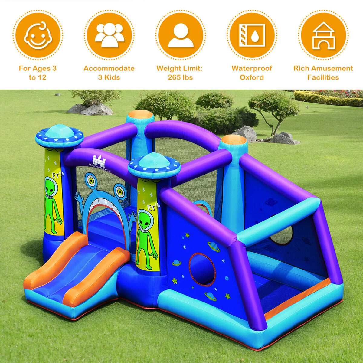 Inflatable Bouncer Kids Jump Slide Ball Pit with 480W Blower P653