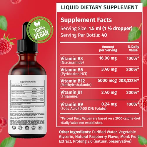 (2 Pack) Vitamin B12 Liquid Drops, 5000 mcg with Vitamin B6, 80 Servings X78618