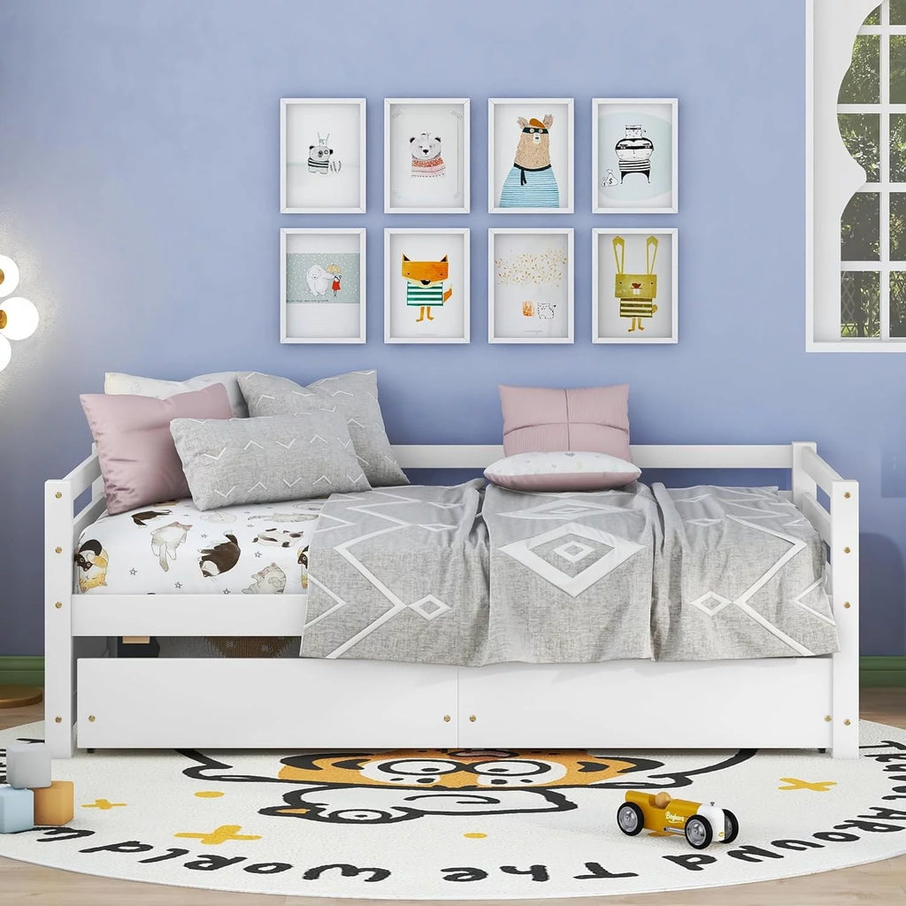 White Daybed with 2 Storage Drawers Y6411