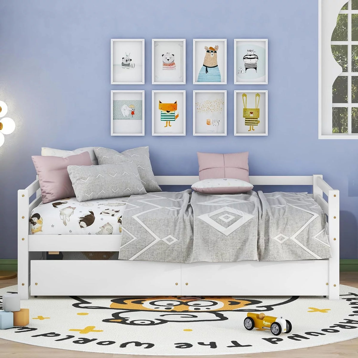 White Daybed with 2 Storage Drawers Y6411