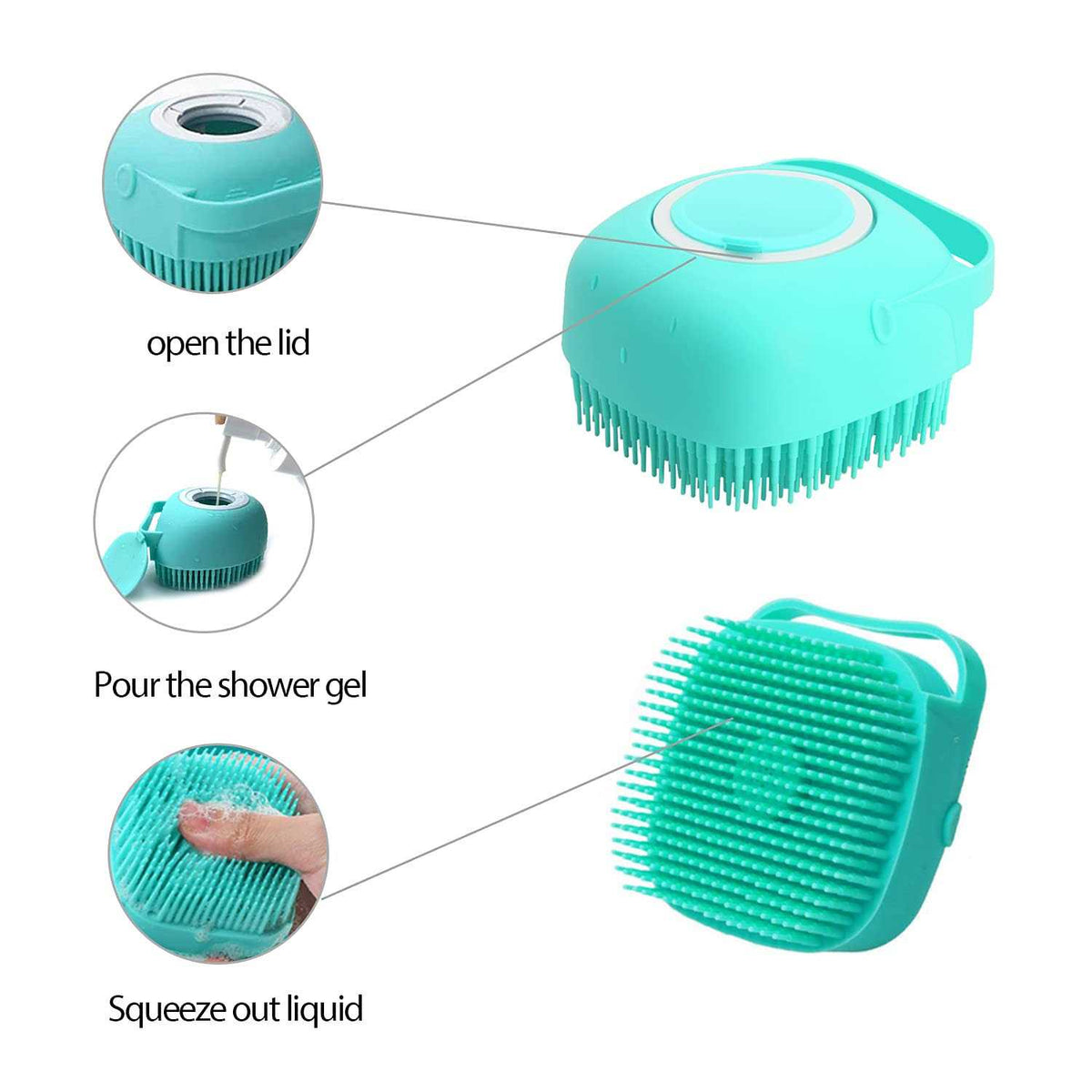 Pet Grooming Bath Massage Brush with Soap and Shampoo Dispenser Soft Silicone Bristle J29153