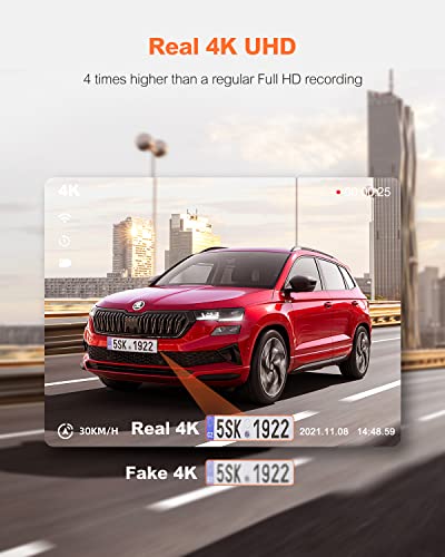 Dual Dash Cam 5G WiFi GPS, 4K+HDR 1080P Front and Rear, 3.3" Screen, Night Vision, Parking Mode, G-Sensor, Support 512GB Max U277