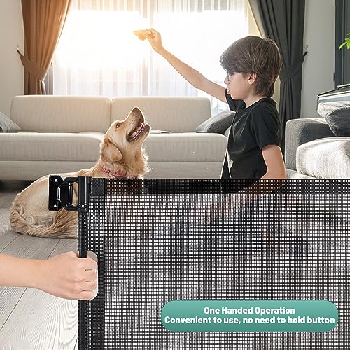 Grey Retractable Mesh Baby Gate, 41" Extra Tall, 55" Wide E1158