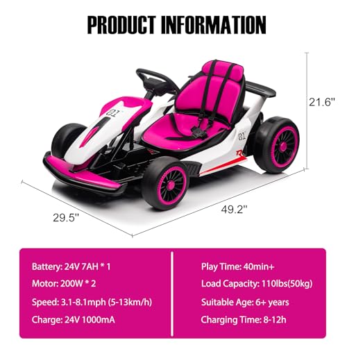24V Electric Drift Kart with 2X200W Motor, 7AH Battery D991636