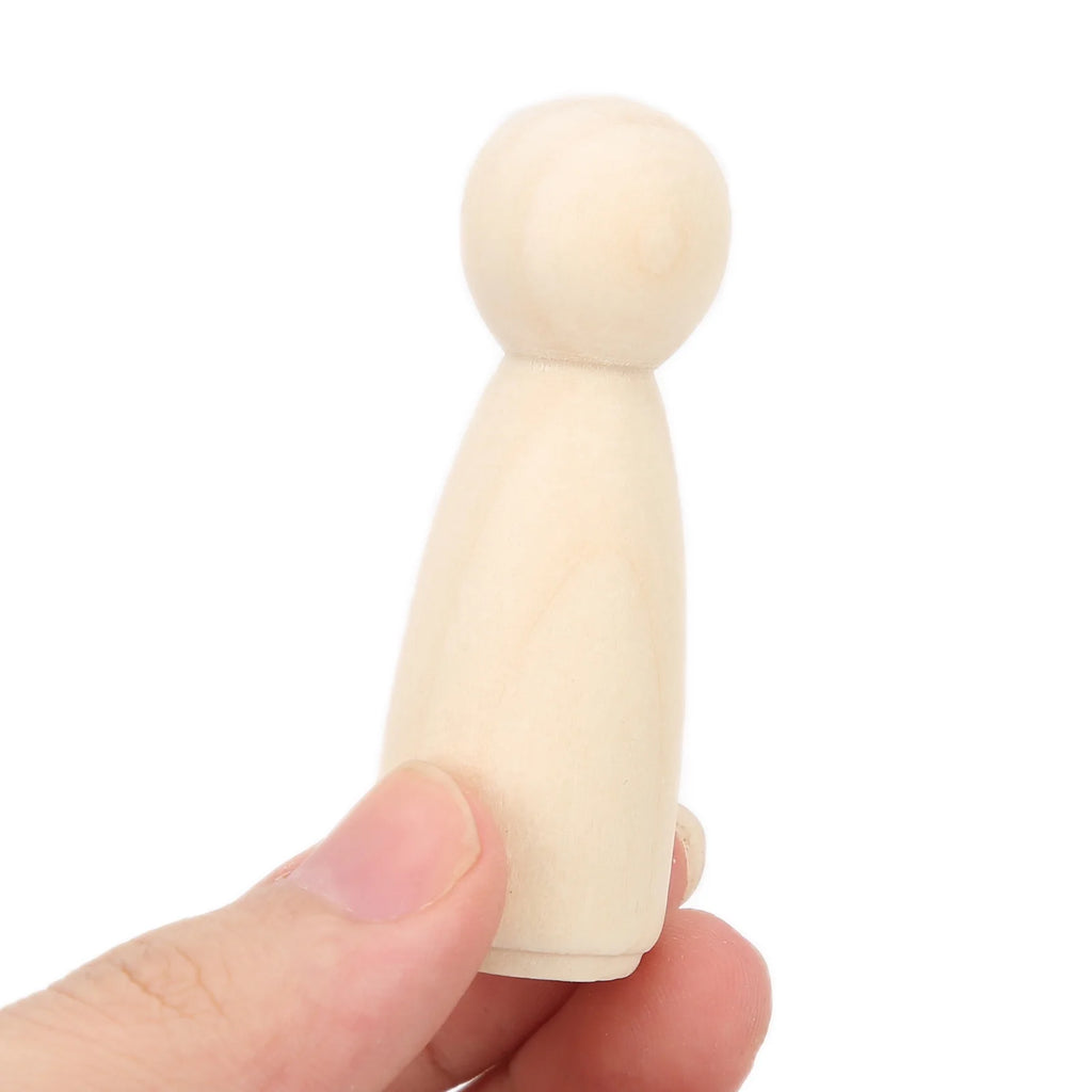 10Pcs Unfinished Wooden Peg Dolls for Kids DIY Craft 75mm / 3.0in R8375