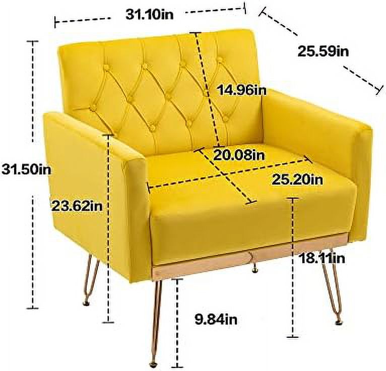 Mustard Velvet Accent Chair with Metal Legs P9946