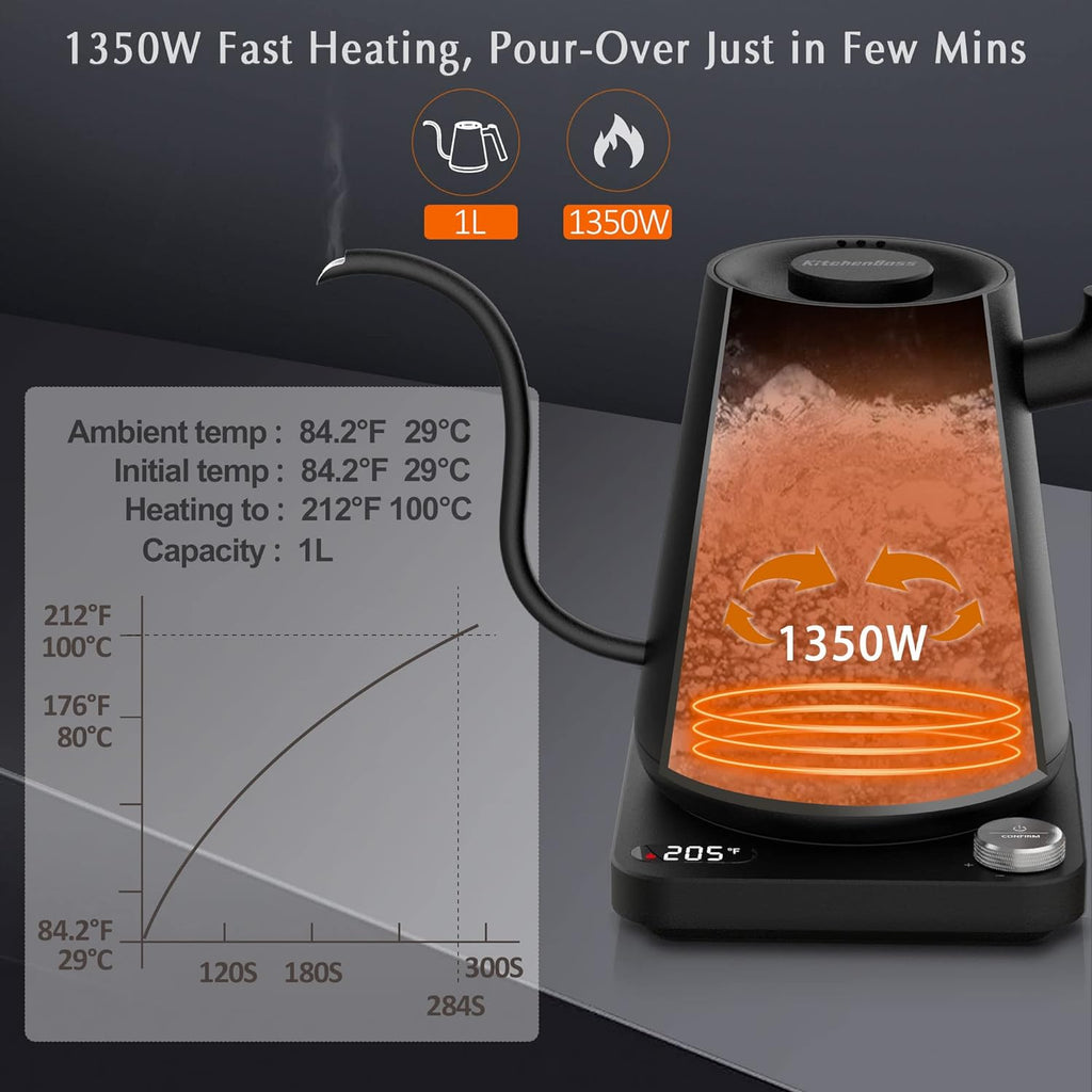 Charcoal Black Electric Gooseneck Coffee Kettle I252605