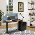 Adjustable Desk with Privacy Screen and Three Drawer Mobile File O5941