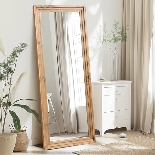 65"x24" Full Length Solid Wood Frame Floor Mirror Brown V82735