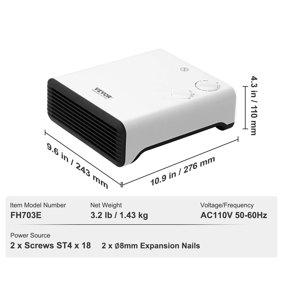 1500W Electric Wall Heater, White K219