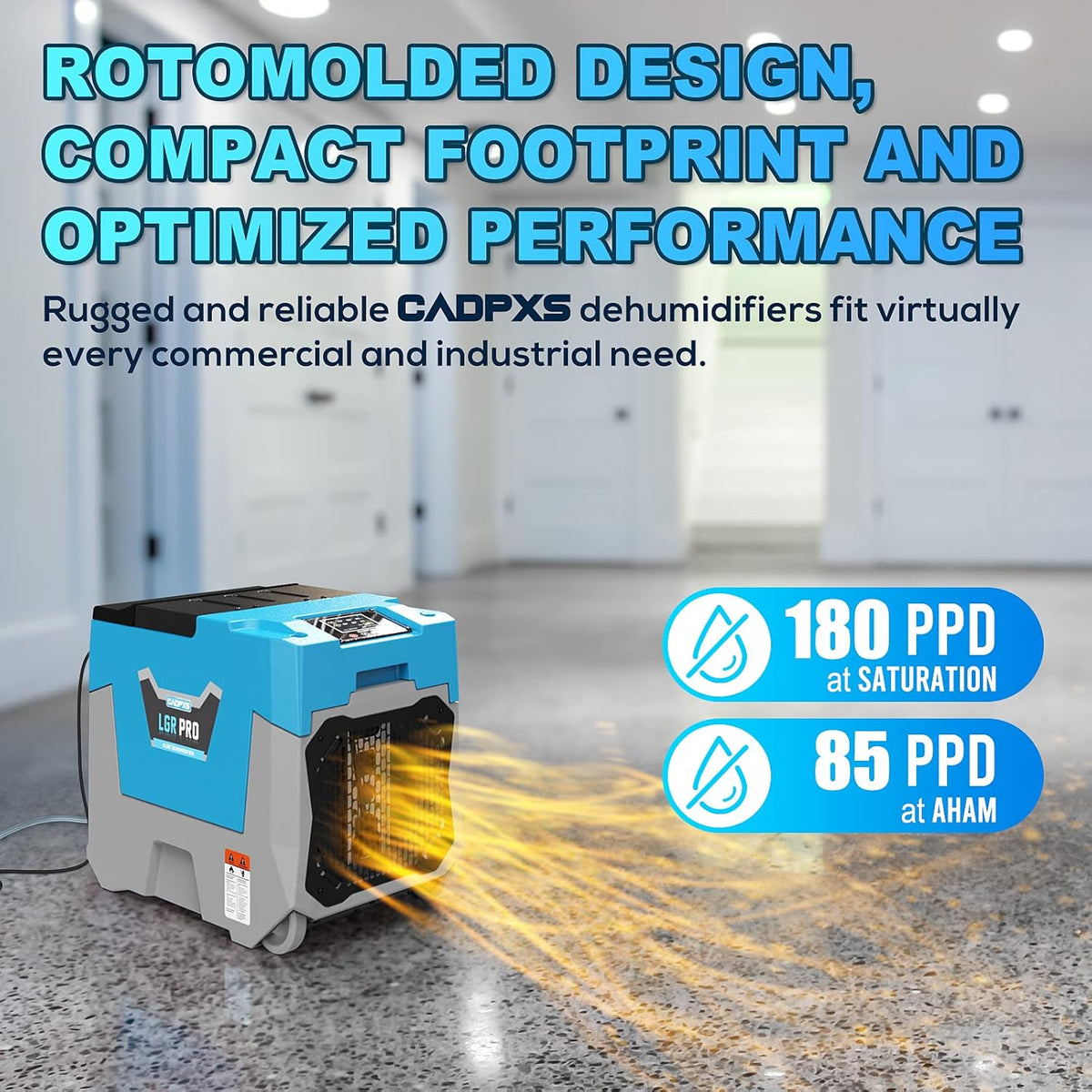 Commercial Dehumidifier with Pump & Drain Hose, Up to 13.39 Gallons/Day M469