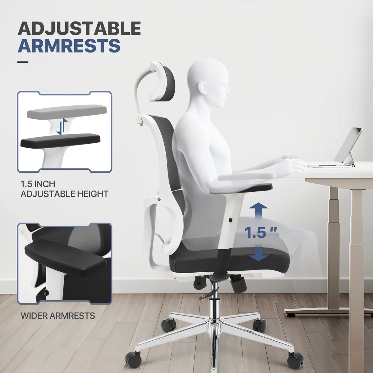 Black Ergonomic Computer Desk and Chair Set S543