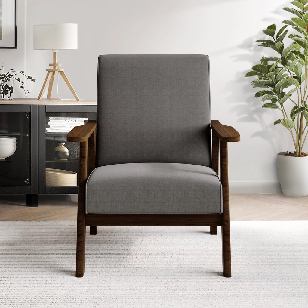 Dark Grey Upholstered Linen Accent Chair N43132