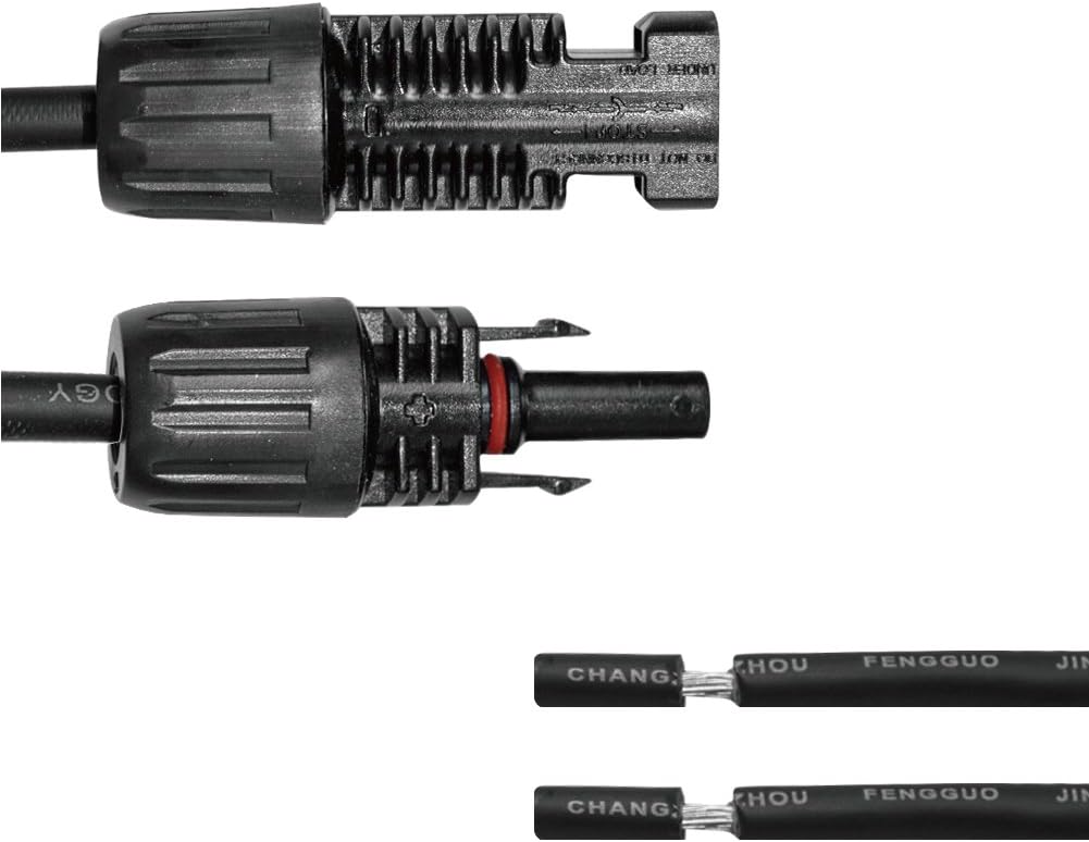 40Ft 10AWG Male Female Extension Cables Solar Panel Connector Adaptor Wire, Black Pack of 2 W209
