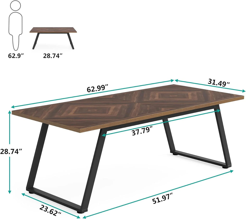63" Brown Computer Desk with Thickened Frame X42791