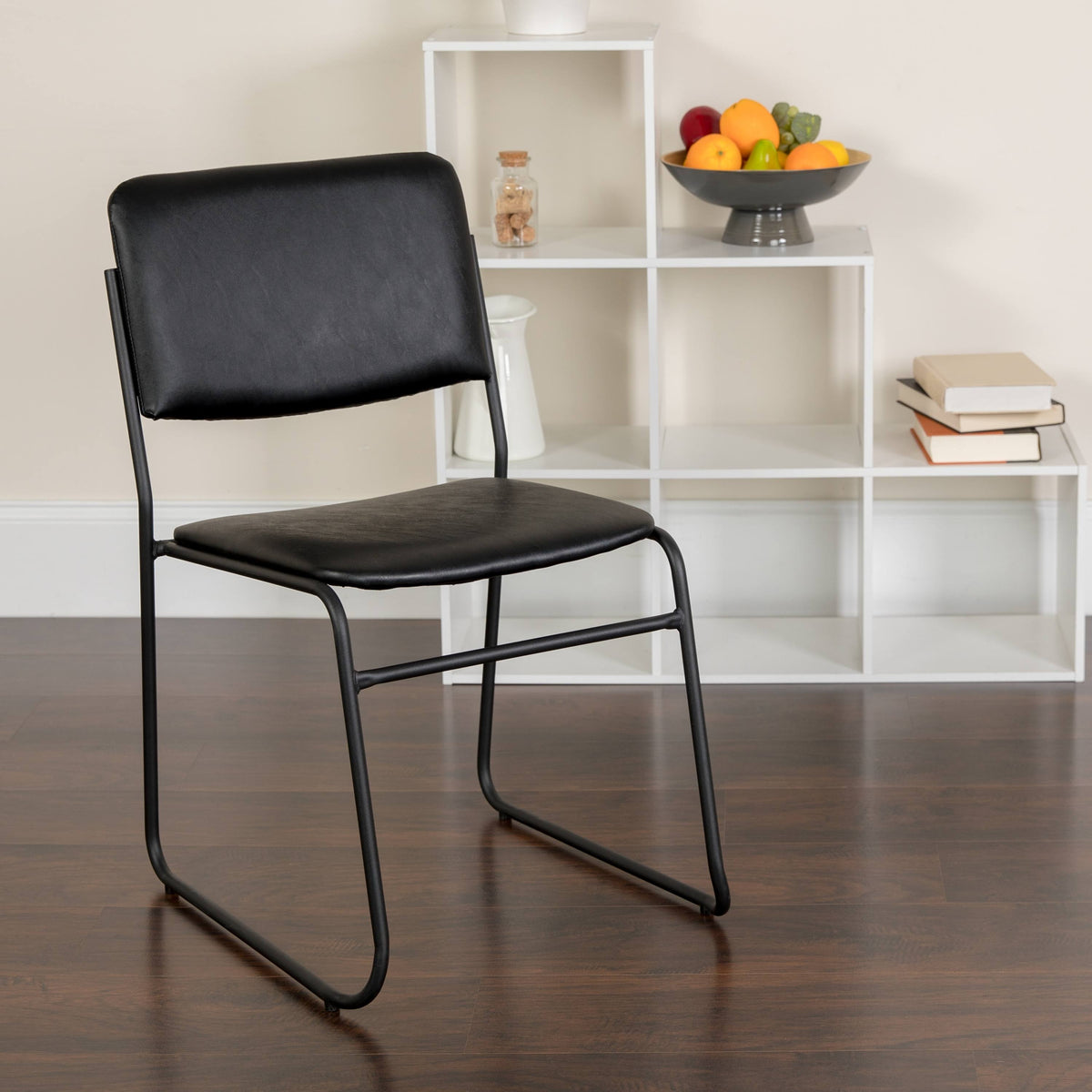 Black Stacking Chair with Sled Base L990