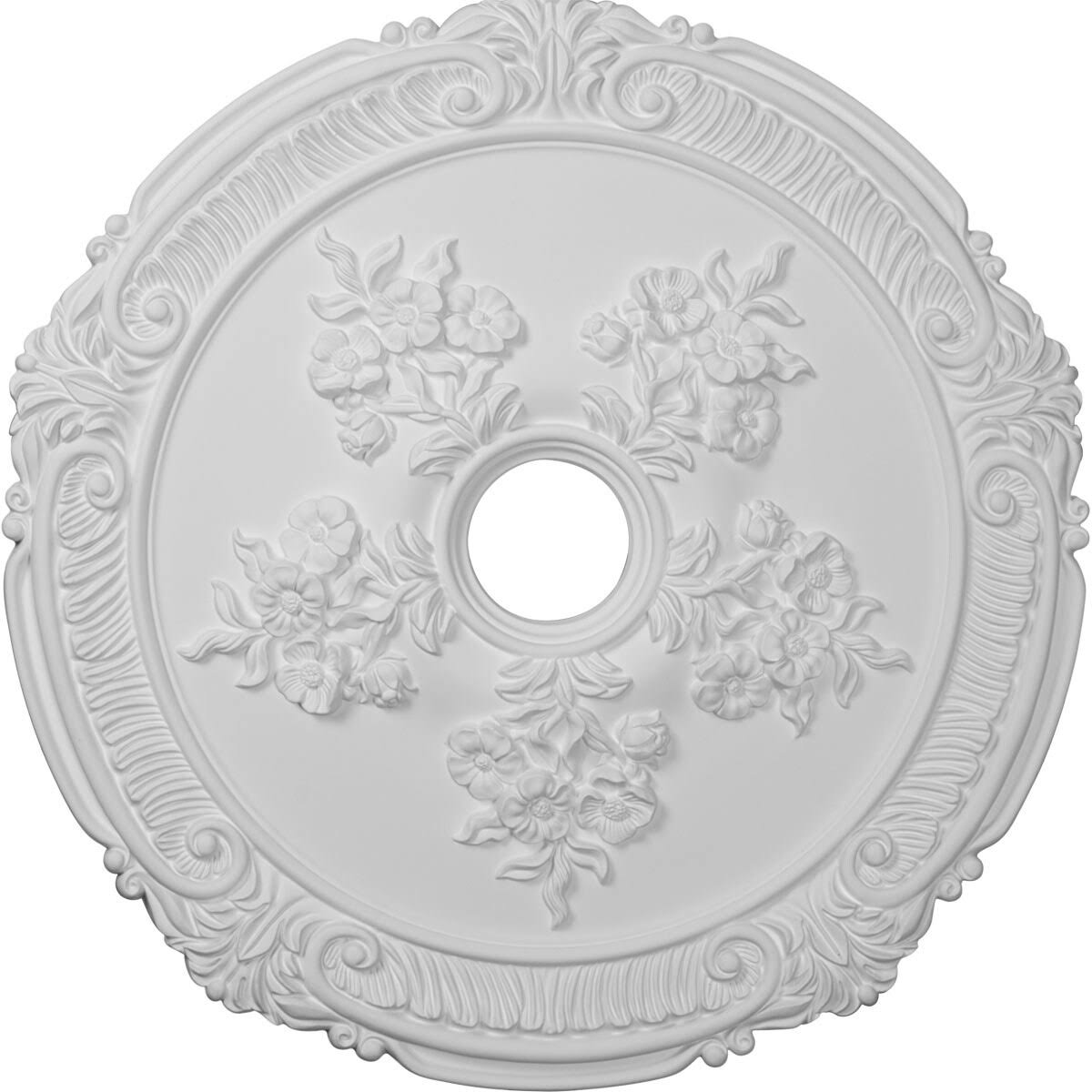 26x22OD x 3 3/4x22ID x 1 1/2x22P Hand-Painted Stone Hearth with Rose Ceiling Medallion R507746