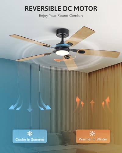 52" 5 Blades Walnut Ceiling Fan with Lights and Remote M7594