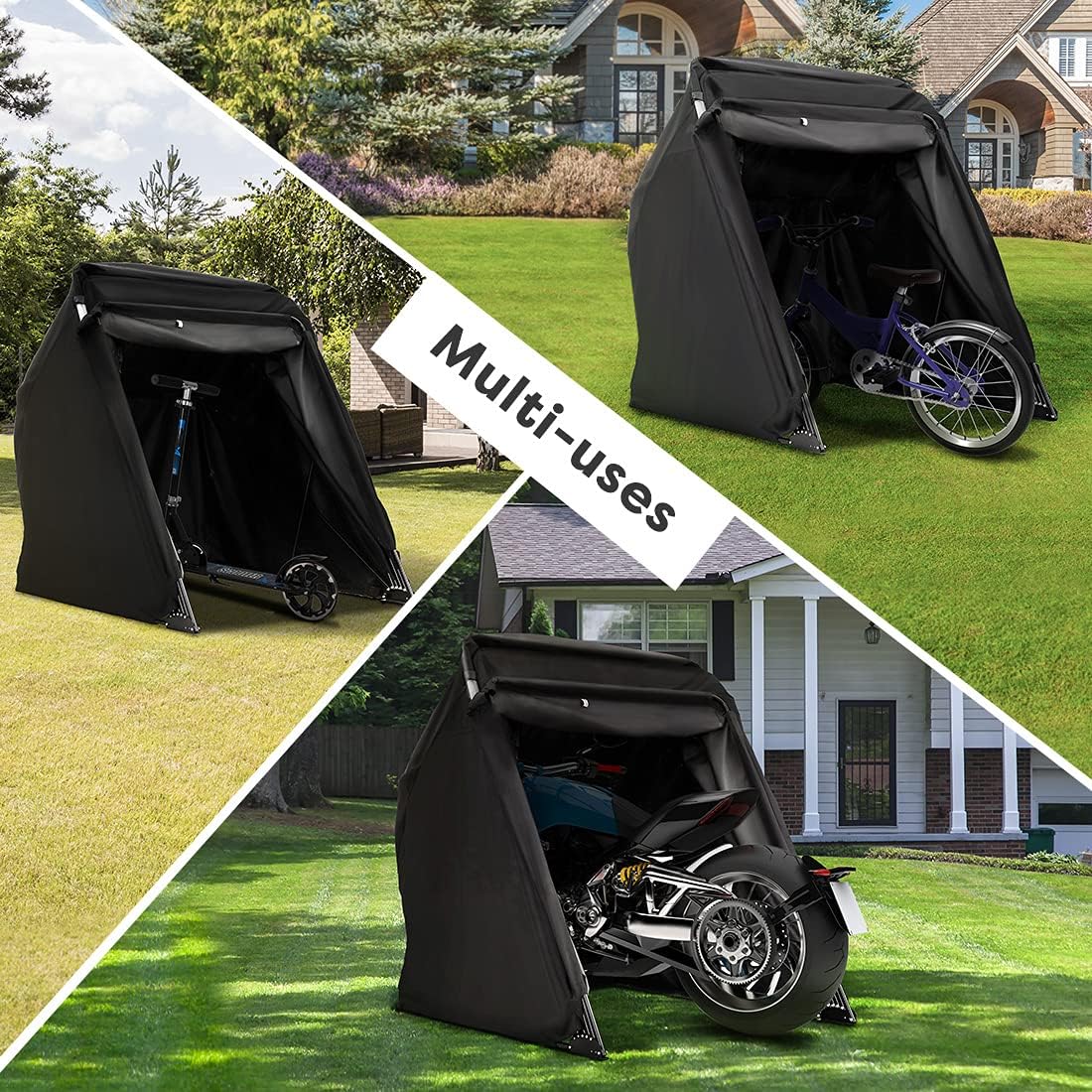 Heavy Duty Motorcycle Storage Shelter Shed Cover Tent with Carry Bag I680448