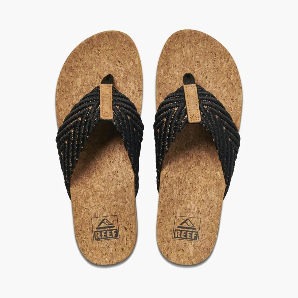 Women's Reef Cushion Strand Black Sandals R6903