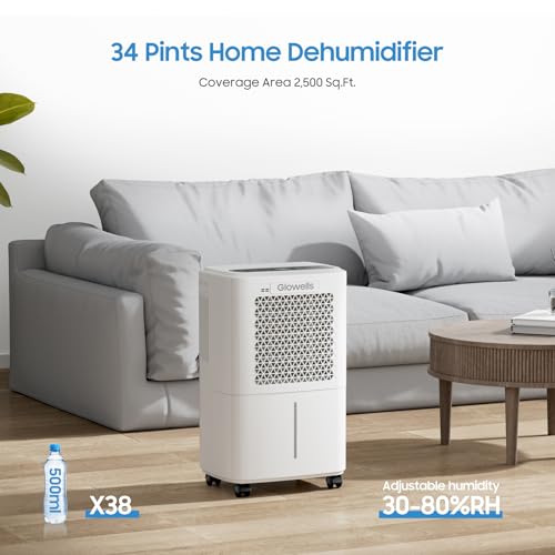34 Pints Portable Dehumidifier with Drain Hose M70475