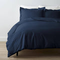 Navy Solid Cotton Percale King Duvet Cover B566