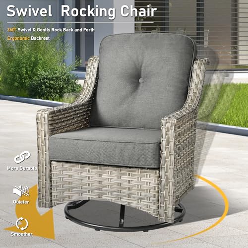 6 Piece Outdoor Wicker Patio Furniture Set with Fire Pit Table (Red) O8894
