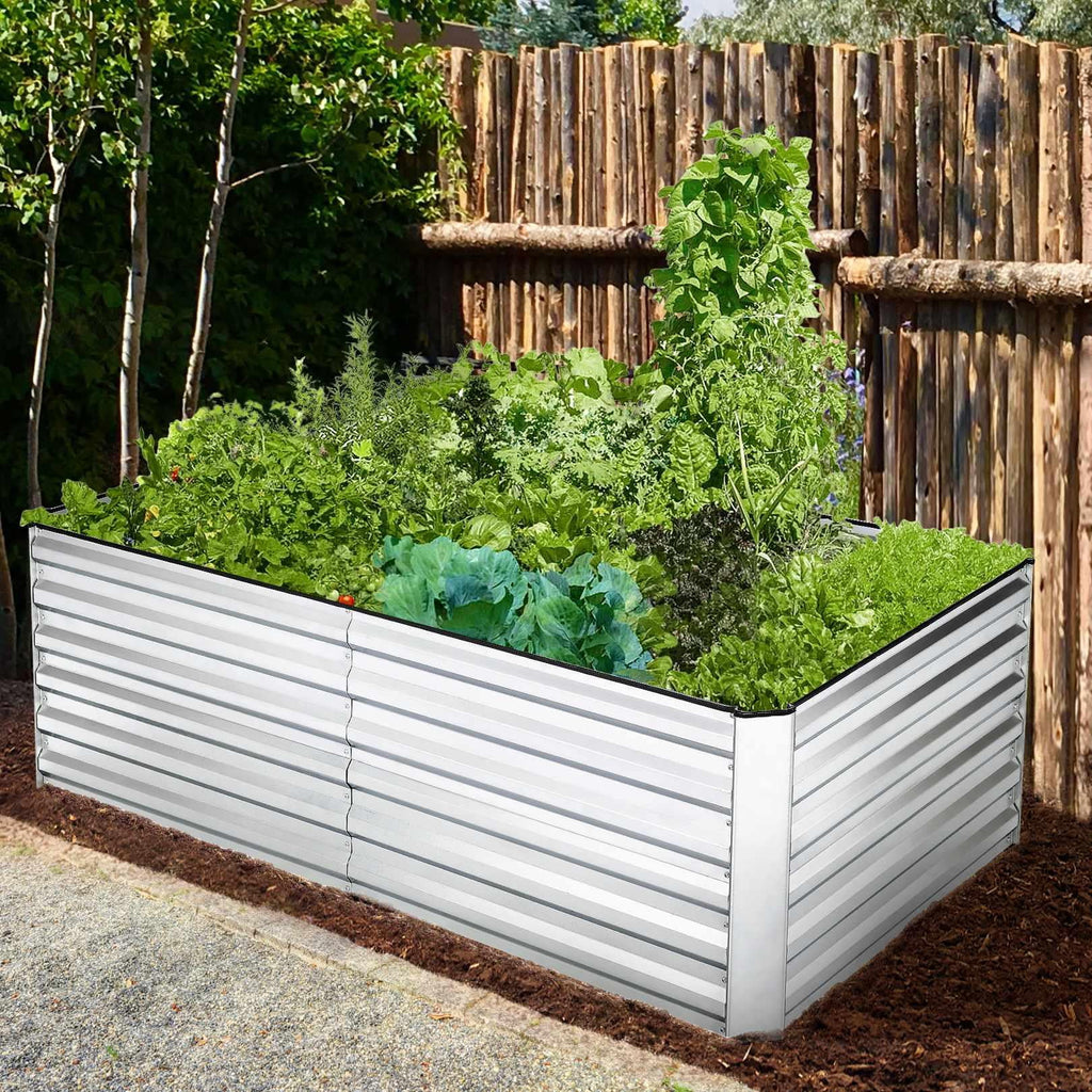 Galvanized Steel Raised Garden Bed with Liner 6ftx3ftx2ft J240
