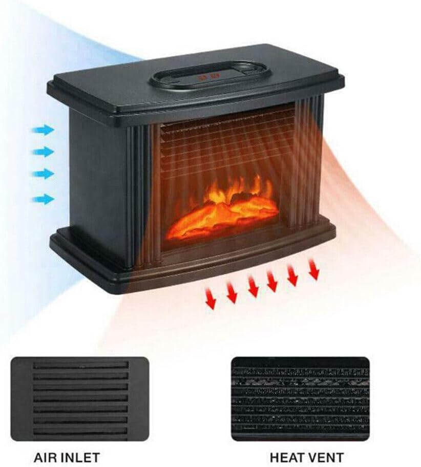 Freestanding Electric Fireplace Stove with Realistic Flame Effect, 1000W Q2614