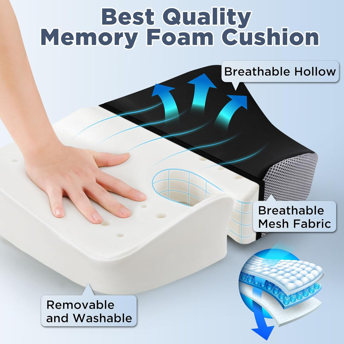 Thick Memory Foam Seat Cushion with extra replacement cushion cover Y990196
