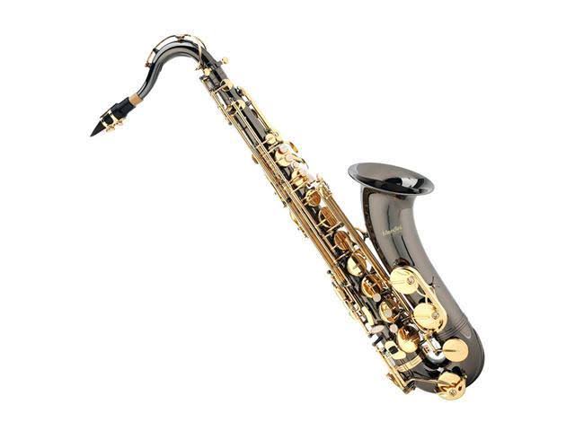 Black Nickel Plated and Gold Keys B Flat Tenor Saxophone with Case, Mouthpiece, 10 Reeds K32989
