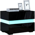 White High Gloss LED Nightstand with 2 Drawers J7462