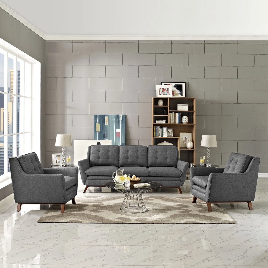 Grey Fabric Sofa and Armchairs Set Q915419