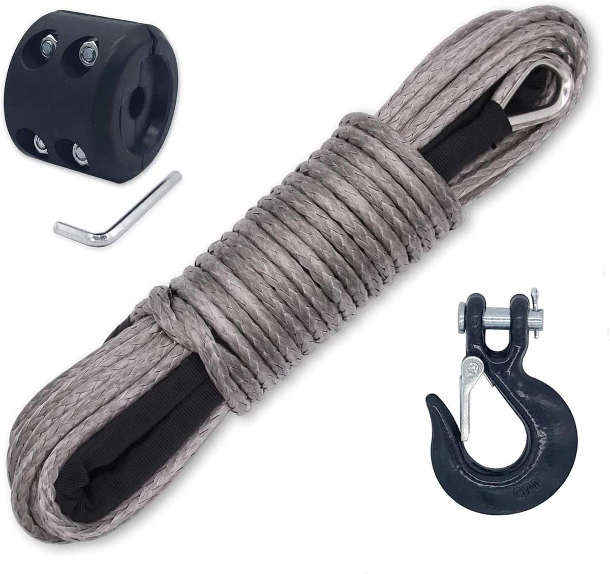 50 Feet 8500LBs Synthetic Winch Line Rope with Hook and Stopper (Blue, 1/4 inch) N752815