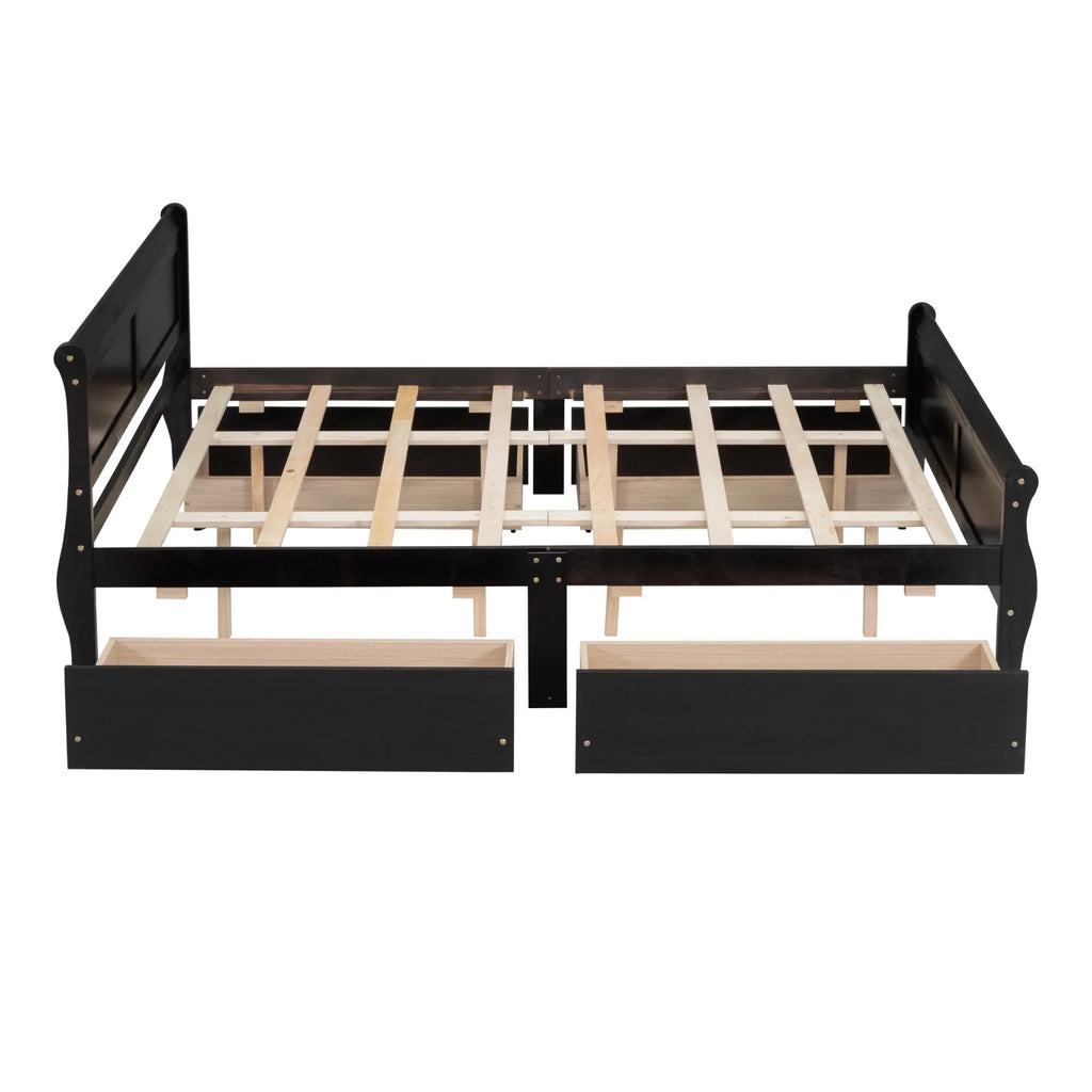 Queen Size Wood Platform Bed with 4 Drawers V9250