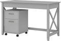 48W Dark Gray Hickory Writing Desk with 2 Drawer Mobile File Cabinet L785435