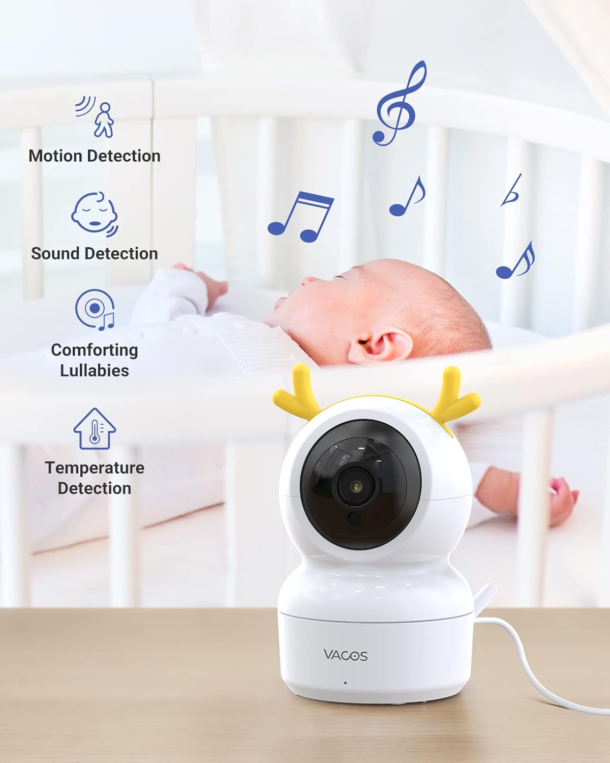 Baby Monitor with Camera and Audio, 720P 5 HD Display, Night Vision, 1000ft Range I794
