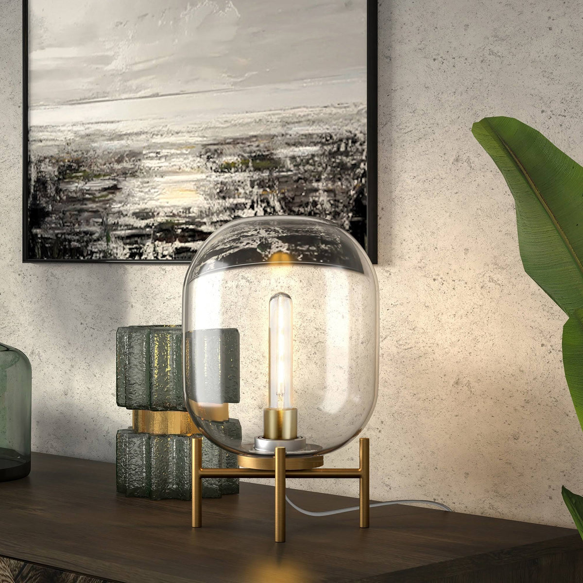 Clear Glass Globe Table Lamp L947976