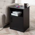 Black Nightstand with Storage and 3 USB Ports S3089