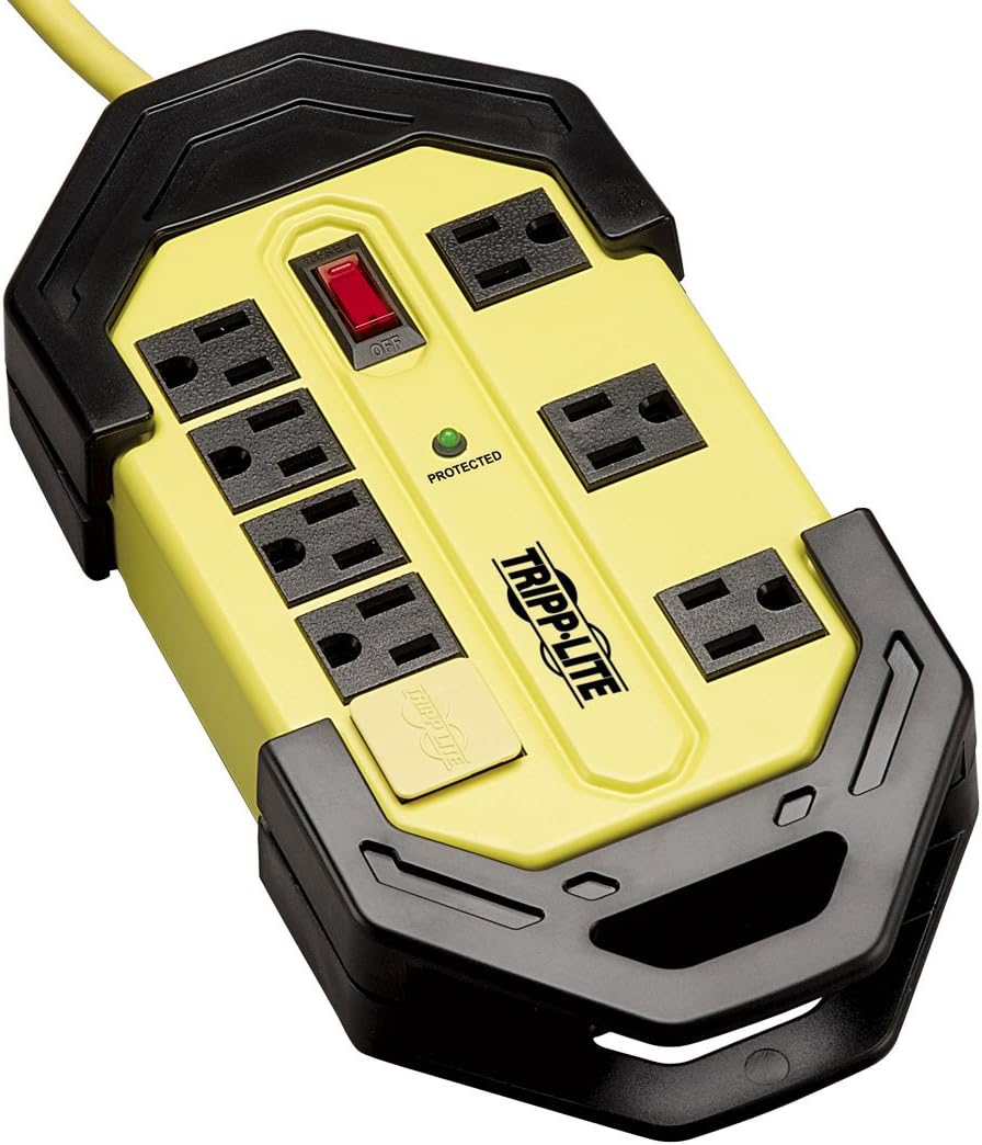 6 Outlet Metal Surge Protector Power Strip, 15ft Cord, Black/Yellow, Pack of 2 X5139