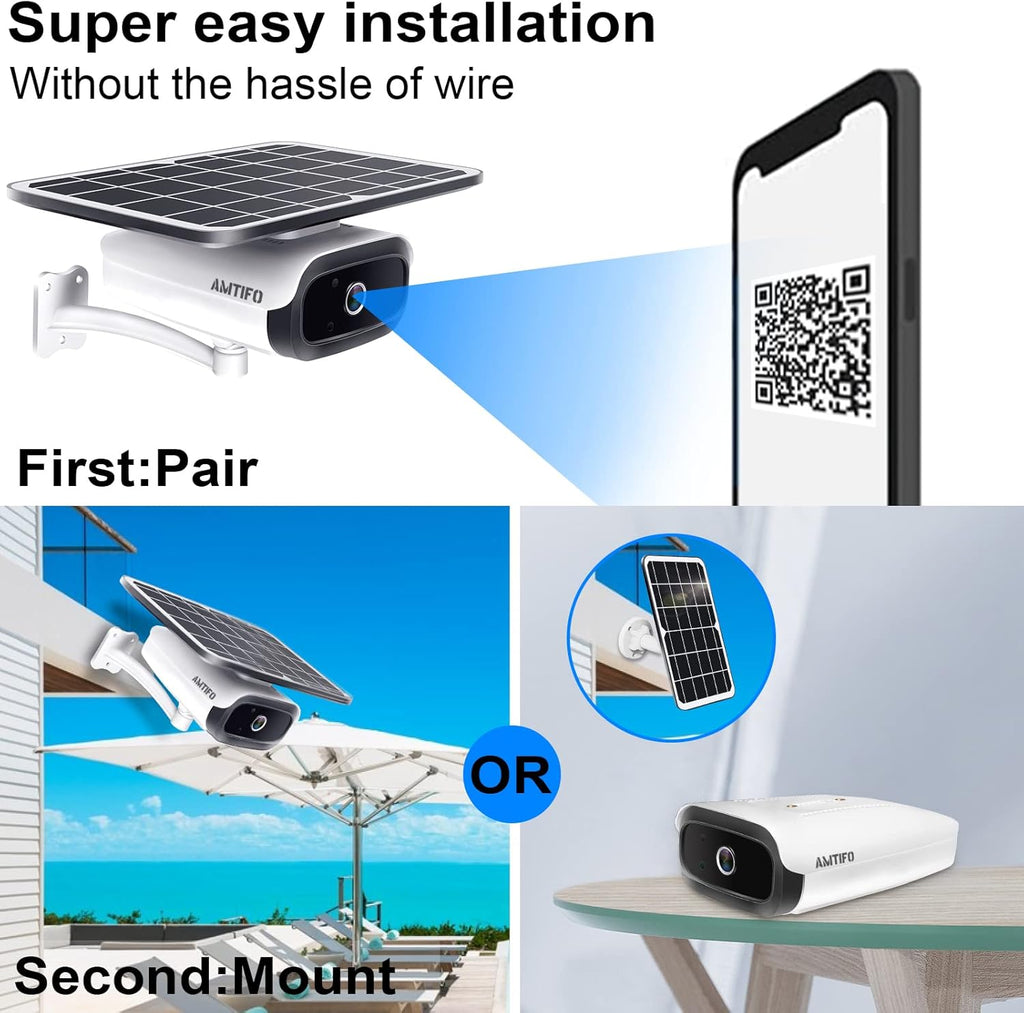 Wireless Outdoor Solar WiFi Surveillance Camera System with Two Way Audio and Night Vision Q240