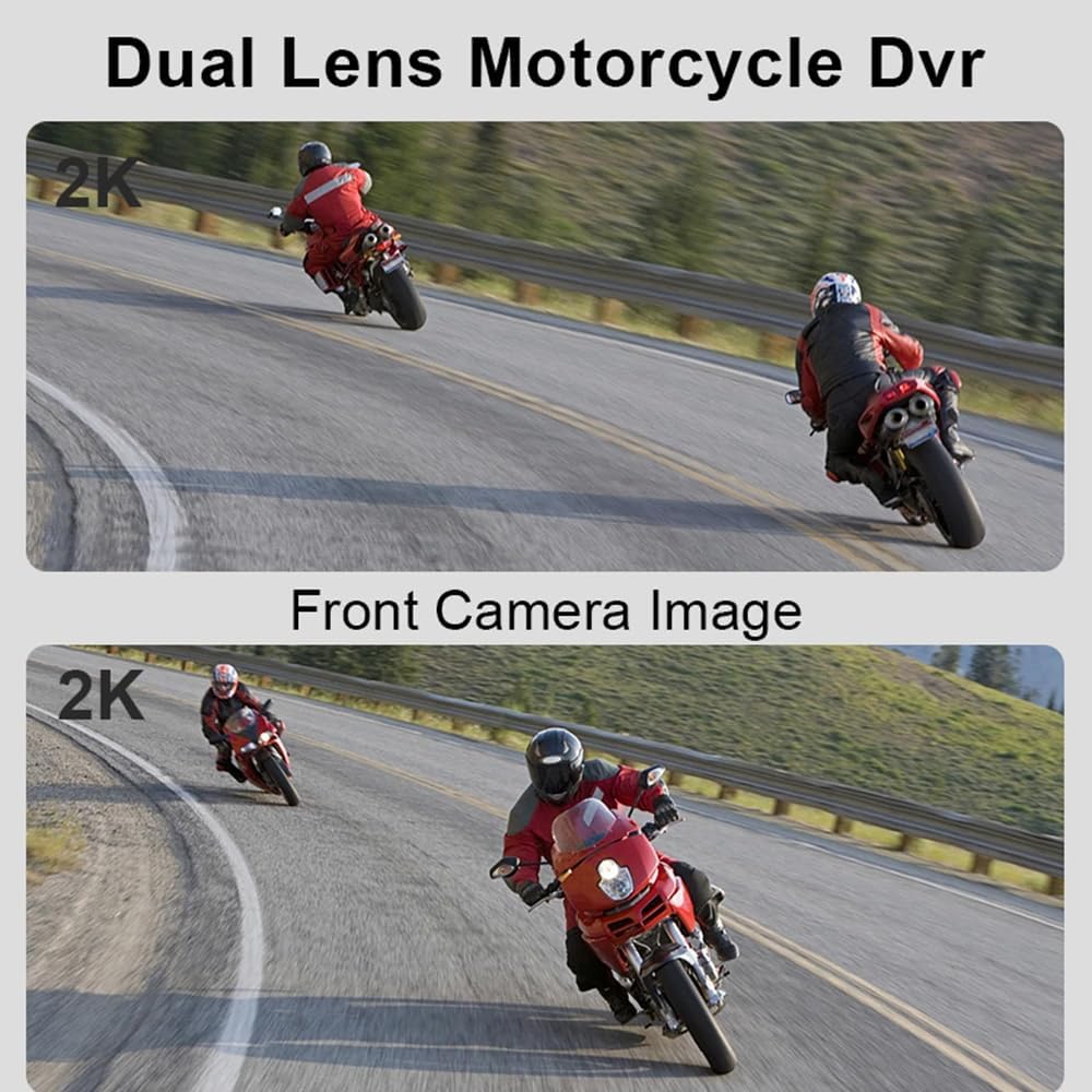 Motorcycle 2K Dash Cam with Front & Rear Camera V7674