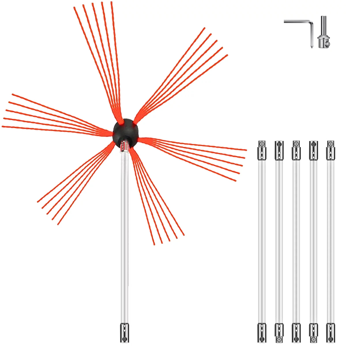 20ft 6 Rods Rotary Chimney Brush Kit X61038