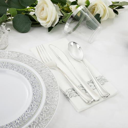 350pcs Silver Party Dinnerware Set C47654