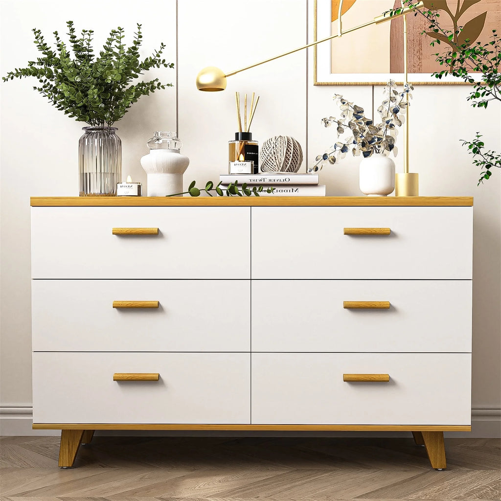 White 6 Drawer Dresser V942