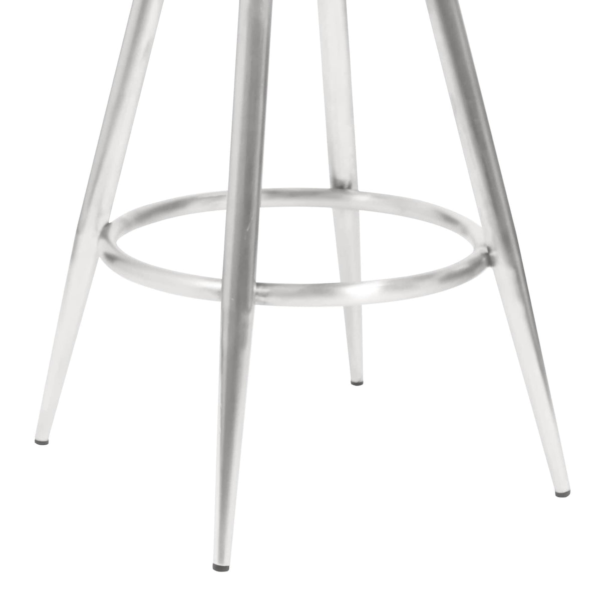 30 inch Bar Height Barstool in Brushed Stainless Steel and Vintage Grey Faux Leather F63228