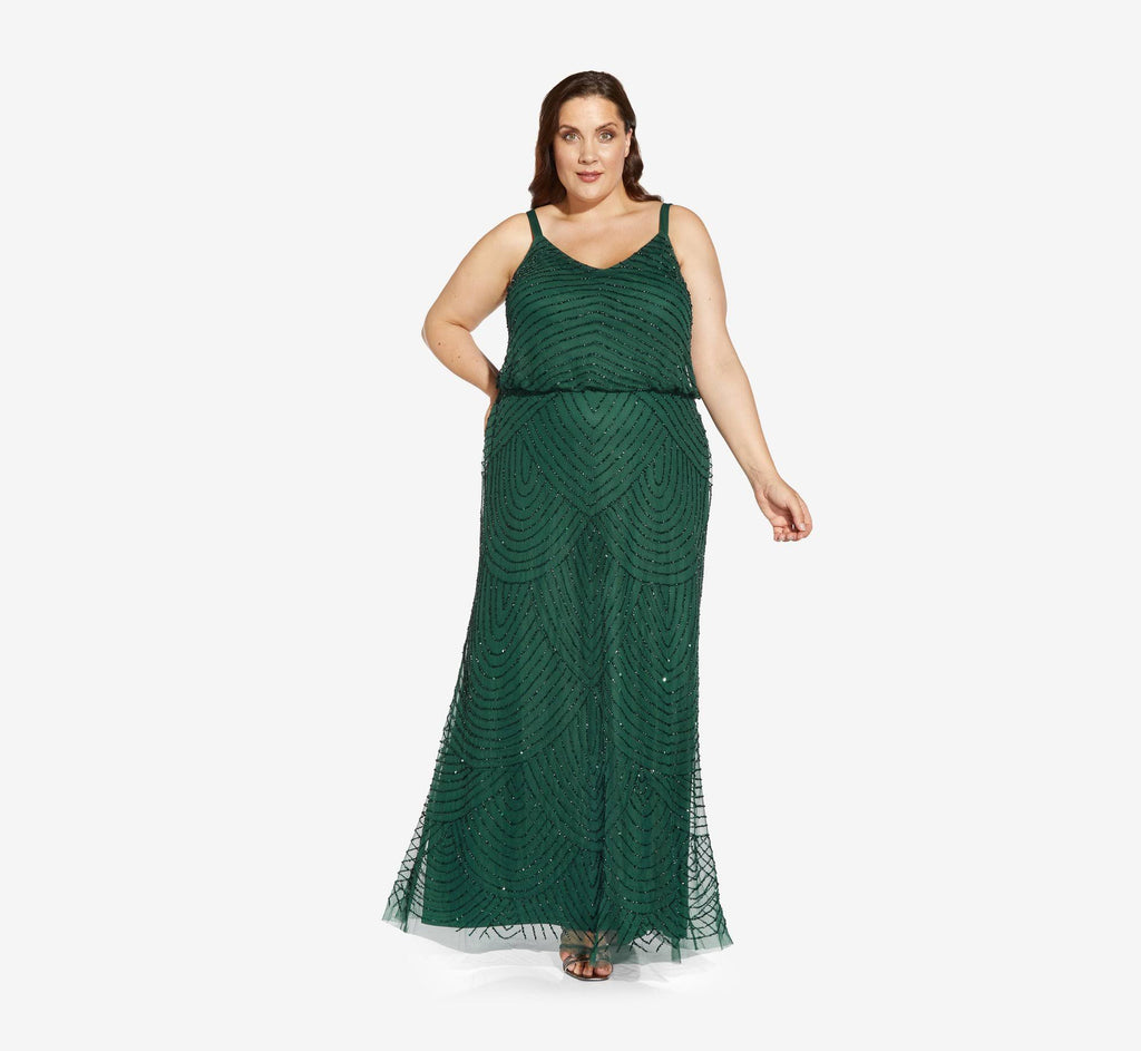 Beaded Blouson Gown - Green K123656