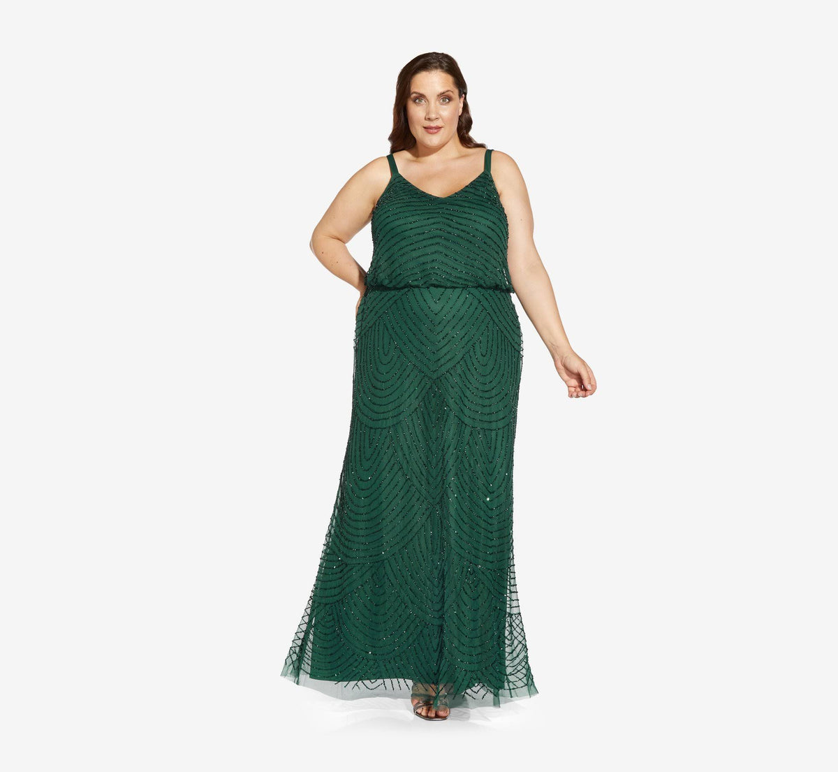 Beaded Blouson Gown - Green K123656