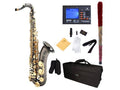 Black Nickel Plated and Gold Keys B Flat Tenor Saxophone with Case, Mouthpiece, 10 Reeds K32989