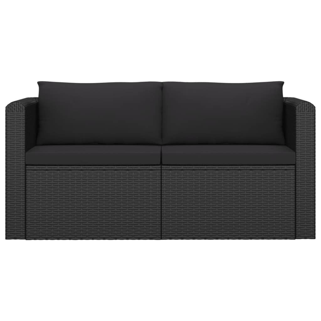 2 Piece Patio Sofa Set with Cushions Poly Rattan Black K857880